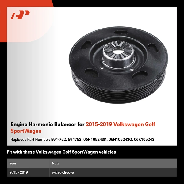 Engine Harmonic Balancer for 2015-2019 Volkswagen Golf SportWagen