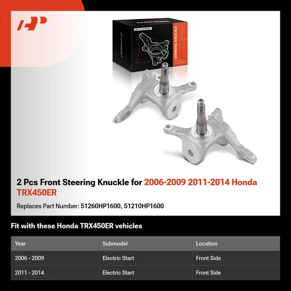 2 Pcs Front Steering Knuckle for 2006-2009 2011-2014 Honda TRX450ER