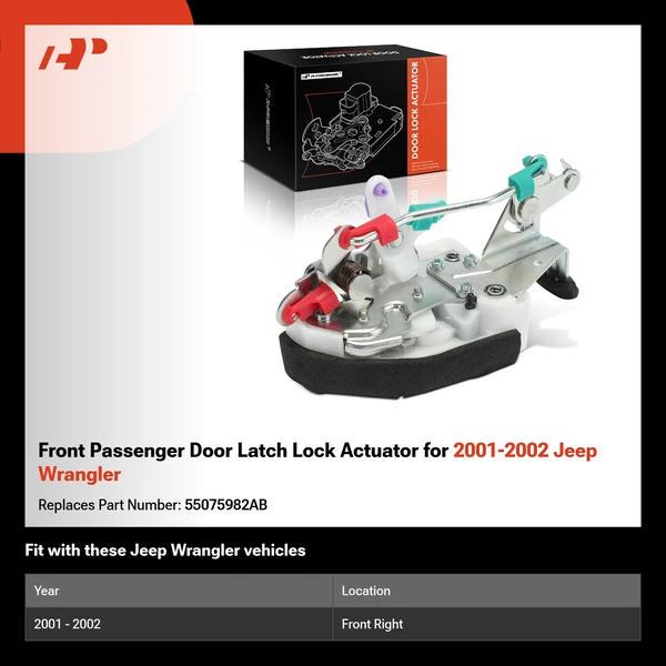 Front Passenger Door Latch Lock Actuator for 2001-2002 Jeep Wrangler