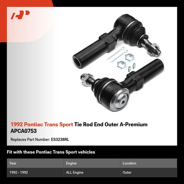 1992 Pontiac Trans Sport Tie Rod End Outer A-Premium APCA0753
