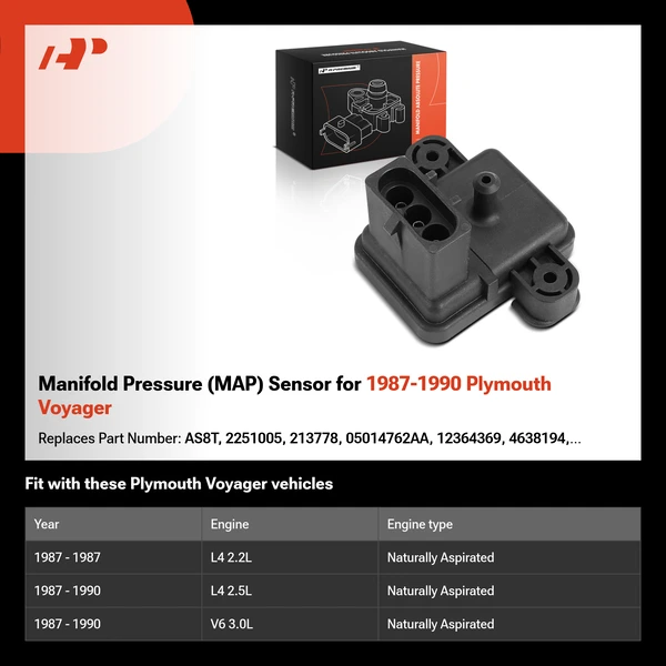 Manifold Pressure (MAP) Sensor for 1987-1990 Plymouth Voyager
