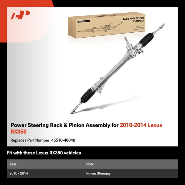 Power Steering Rack & Pinion Assembly for 2010-2014 Lexus RX350