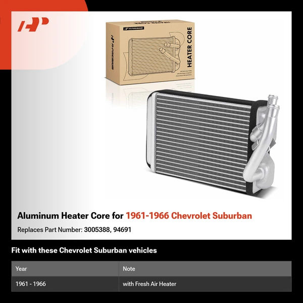 Aluminum Heater Core for 1961-1966 Chevrolet Suburban