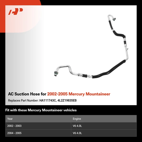 AC Suction Hose for 2002-2005 Mercury Mountaineer