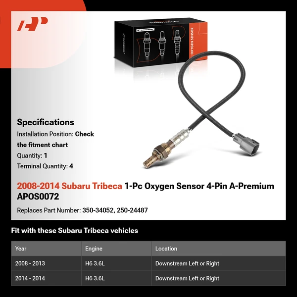 2008-2014 Subaru Tribeca 1-Pc Oxygen Sensor 4-Pin A-Premium APOS0072