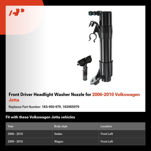 Front Driver Headlight Washer Nozzle for 2006-2010 Volkswagen Jetta