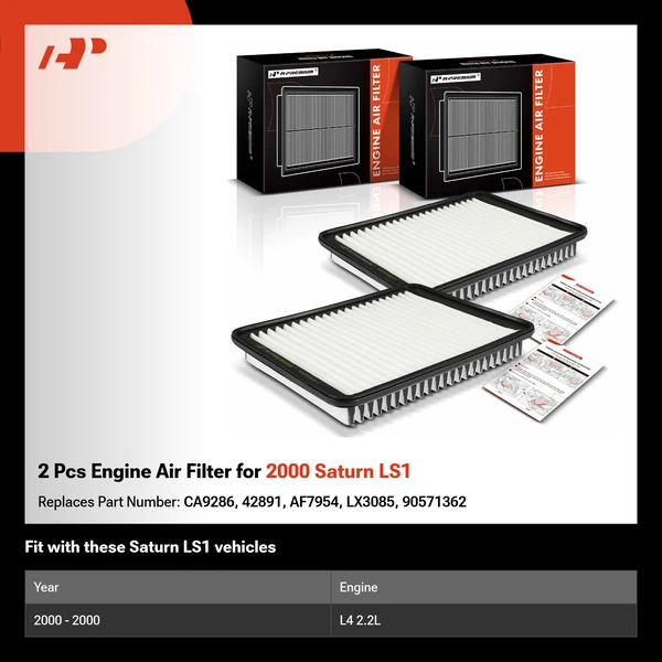 2 Pcs Engine Air Filter for 2000 Saturn LS1