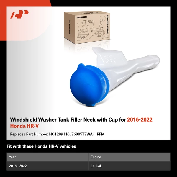 Windshield Washer Tank Filler Neck with Cap for 2016-2022 Honda HR-V