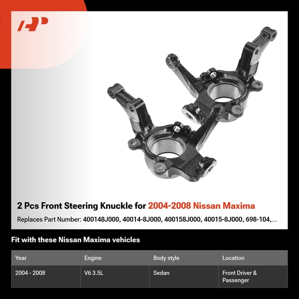 2 Pcs Front Steering Knuckle for 2004-2008 Nissan Maxima