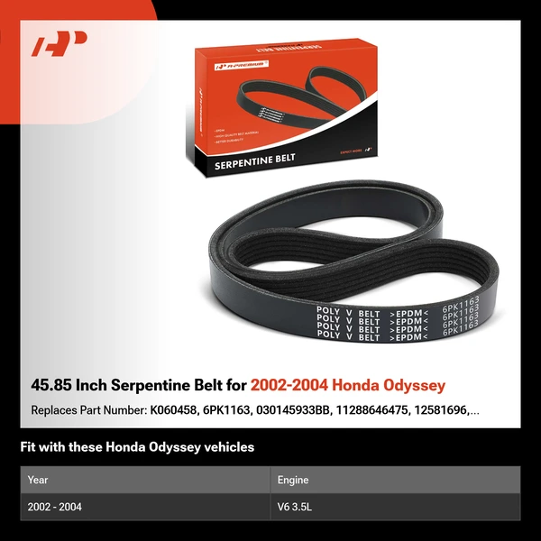 45.85 Inch Serpentine Belt for 2002-2004 Honda Odyssey