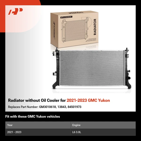 Radiator without Oil Cooler for 2021-2023 GMC Yukon