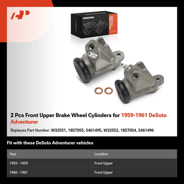 2 Pcs Front Upper Brake Wheel Cylinders for 1959-1961 DeSoto Adventurer