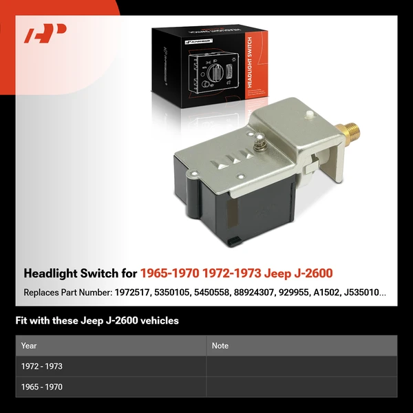 Headlight Switch for 1965-1970 1972-1973 Jeep J-2600