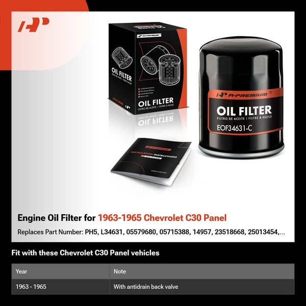 Engine Oil Filter for 1963-1965 Chevrolet C30 Panel