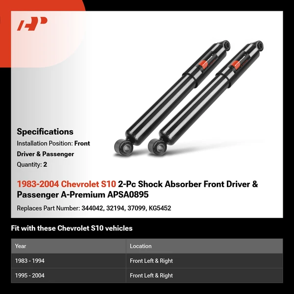 1983-2004 Chevrolet S10 2-Pc Shock Absorber Front Driver & Passenger A-Premium APSA0895