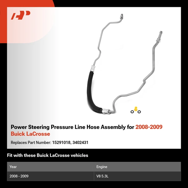 Power Steering Pressure Line Hose Assembly for 2008-2009 Buick LaCrosse