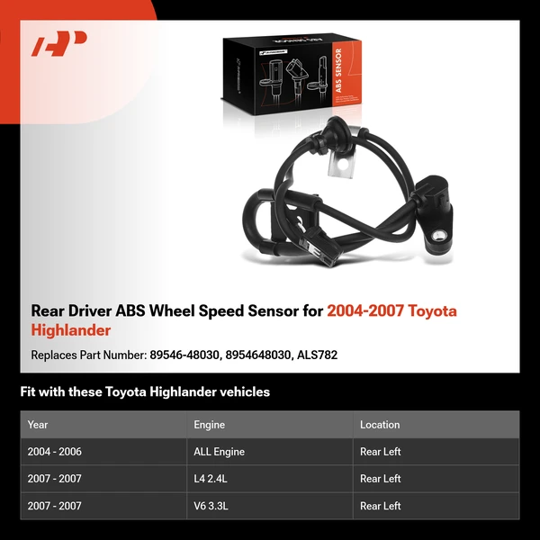 Rear Driver ABS Wheel Speed Sensor for 2004-2007 Toyota Highlander