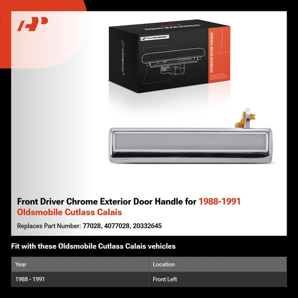 Front Driver Chrome Exterior Door Handle for 1988-1991 Oldsmobile Cutlass Calais