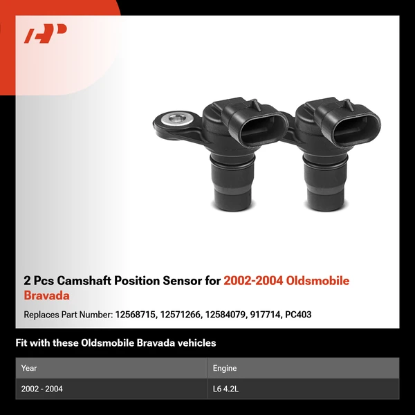 2 Pcs Camshaft Position Sensor for 2002-2004 Oldsmobile Bravada