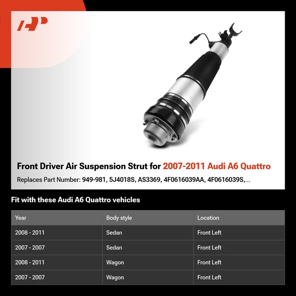 Front Driver Air Suspension Strut for 2007-2011 Audi A6 Quattro