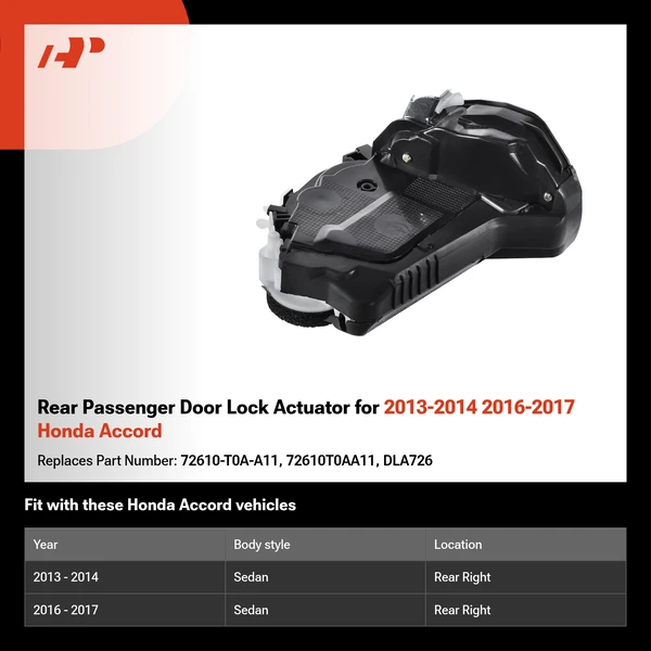 Rear Passenger Door Lock Actuator for 2013-2014 2016-2017 Honda Accord