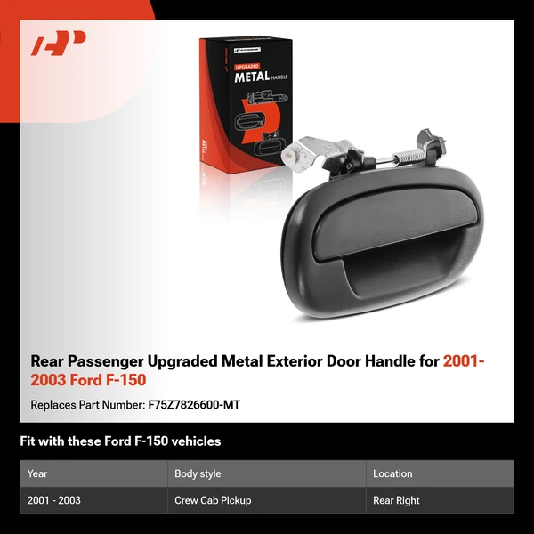 Rear Passenger Upgraded Metal Exterior Door Handle for 2001-2003 Ford F-150