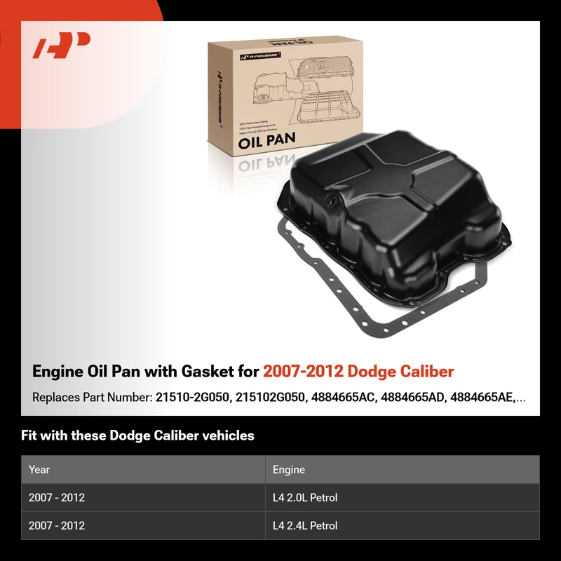 Engine Oil Pan with Gasket for 2007-2012 Dodge Caliber