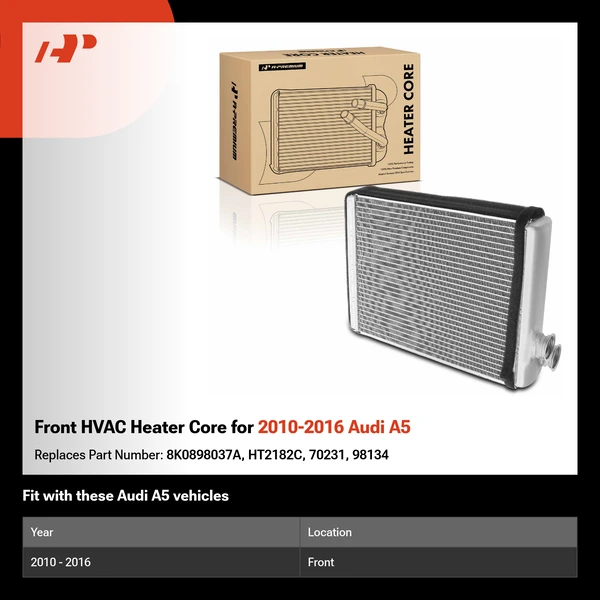 Front HVAC Heater Core for 2010-2016 Audi A5