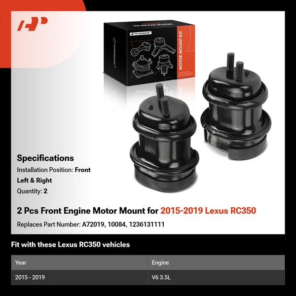 2 Pcs Front Engine Motor Mount for 2015-2019 Lexus RC350