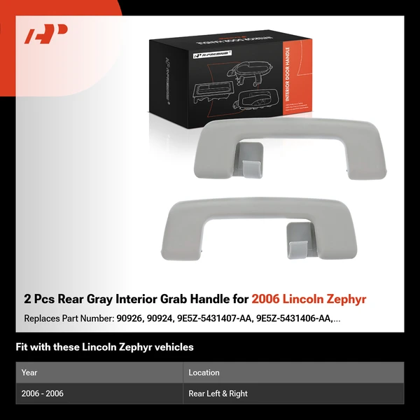 2 Pcs Rear Gray Interior Grab Handle for 2006 Lincoln Zephyr