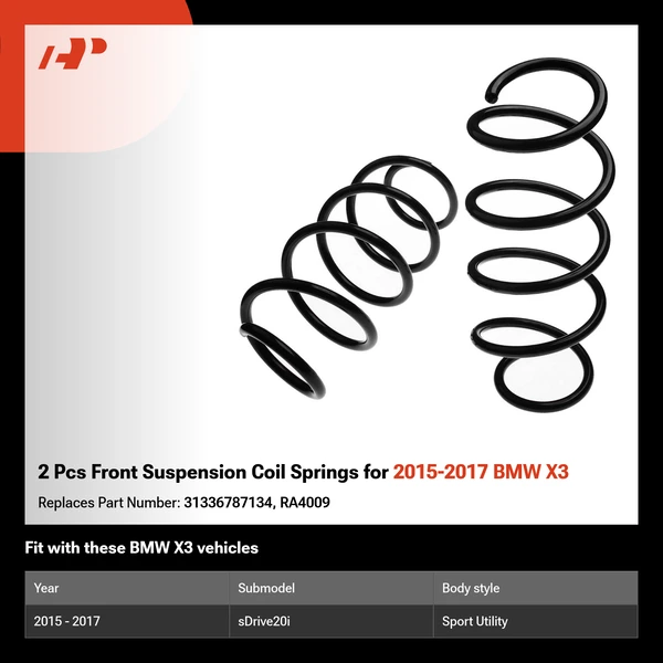 2 Pcs Front Suspension Coil Springs for 2015-2017 BMW X3