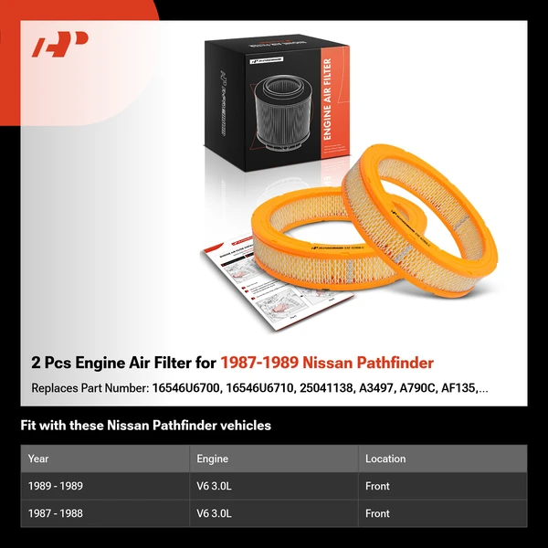 2 Pcs Engine Air Filter for 1987-1989 Nissan Pathfinder