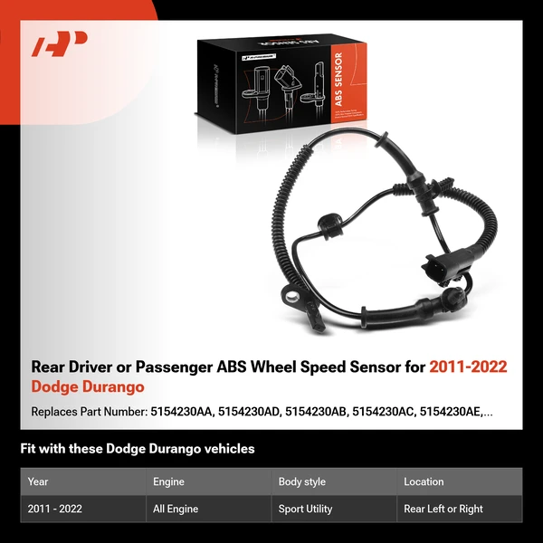 Rear Driver or Passenger ABS Wheel Speed Sensor for 2011-2022 Dodge Durango