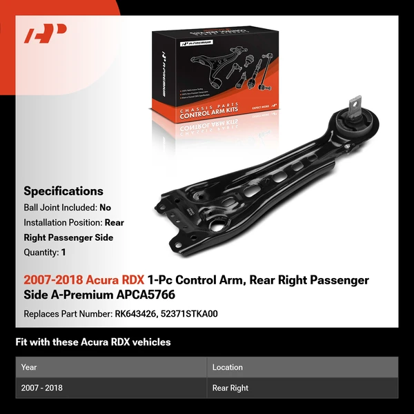 2007-2018 Acura RDX 1-Pc Control Arm, Rear Right Passenger Side A-Premium APCA5766
