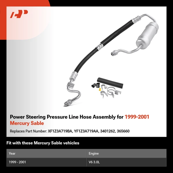 Power Steering Pressure Line Hose Assembly for 1999-2001 Mercury Sable
