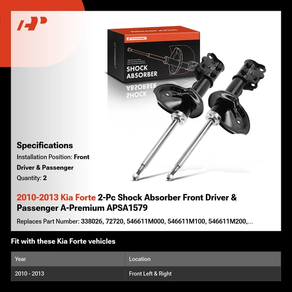 2010-2013 Kia Forte 2-Pc Shock Absorber Front Driver & Passenger A-Premium APSA1579