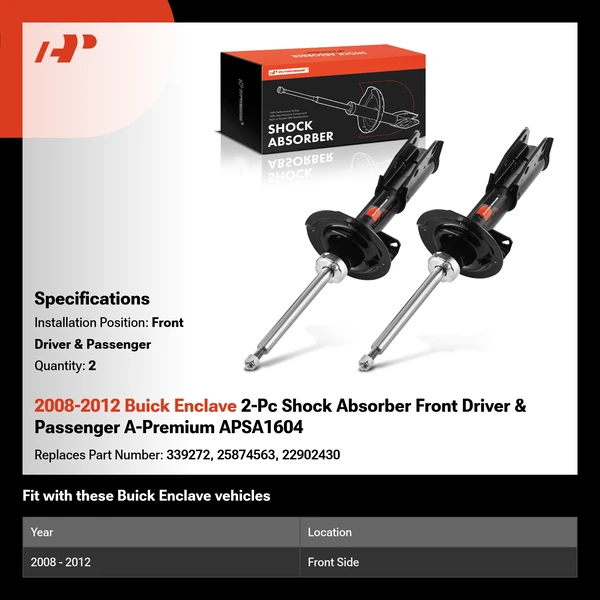 2008-2012 Buick Enclave 2-Pc Shock Absorber Front Driver & Passenger A-Premium APSA1604