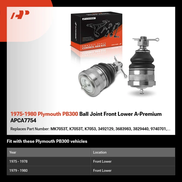 1975-1980 Plymouth PB300 Ball Joint Front Lower A-Premium APCA7754
