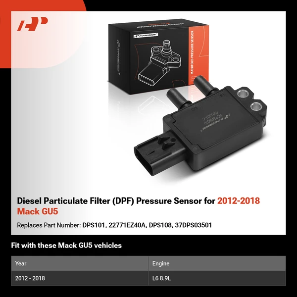 Diesel Particulate Filter (DPF) Pressure Sensor for 2012-2018 Mack GU5
