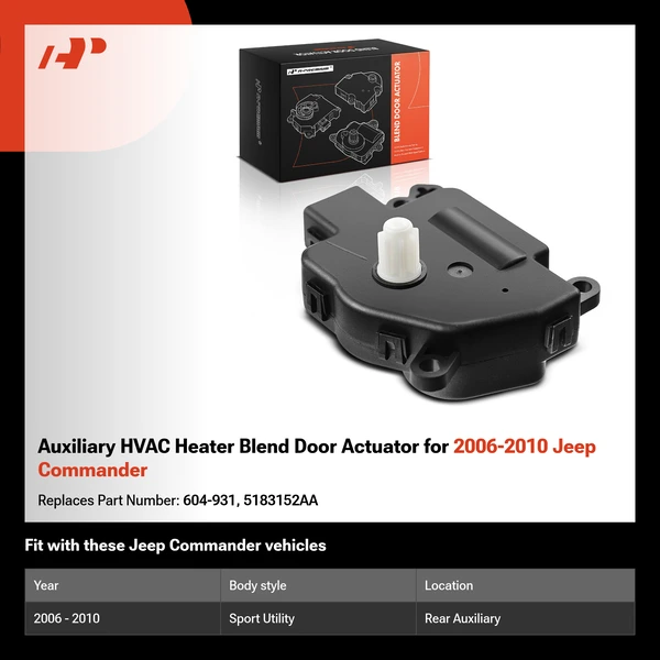 Auxiliary HVAC Heater Blend Door Actuator for 2006-2010 Jeep Commander