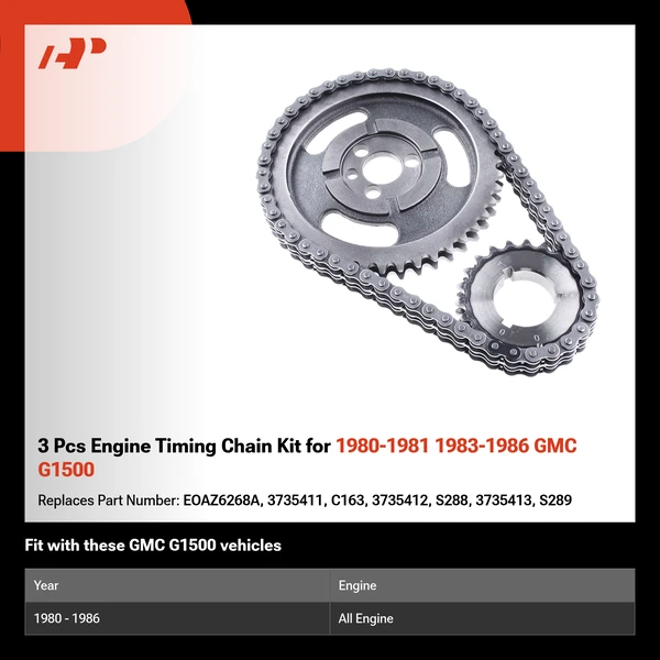 3 Pcs Engine Timing Chain Kit for 1980-1981 1983-1986 GMC G1500
