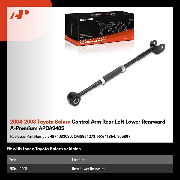 2004-2008 Toyota Solara Control Arm Rear Left Lower Rearward A-Premium APCA9485