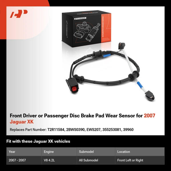 Front Driver or Passenger Disc Brake Pad Wear Sensor for 2007 Jaguar XK