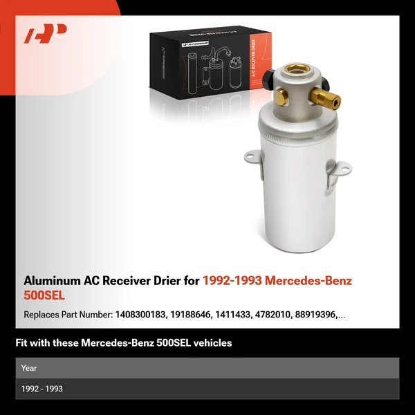 Aluminum AC Receiver Drier for 1992-1993 Mercedes-Benz 500SEL