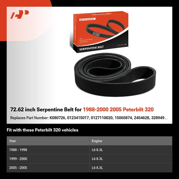 72.62 inch Serpentine Belt for 1988-2000 2005 Peterbilt 320
