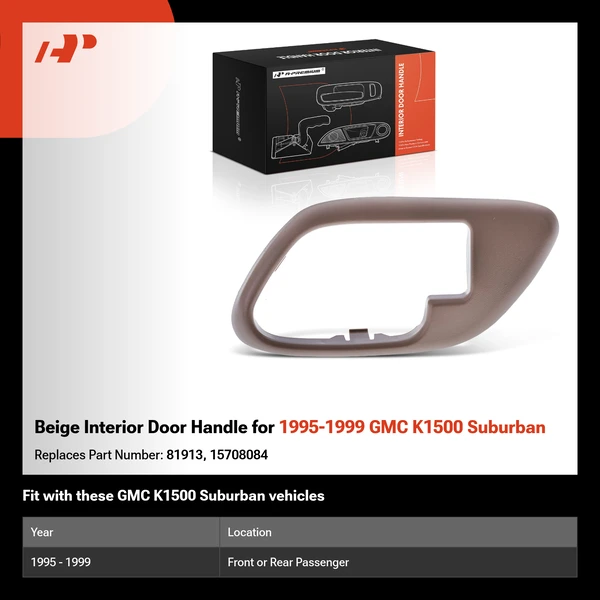 Beige Interior Door Handle for 1995-1999 GMC K1500 Suburban