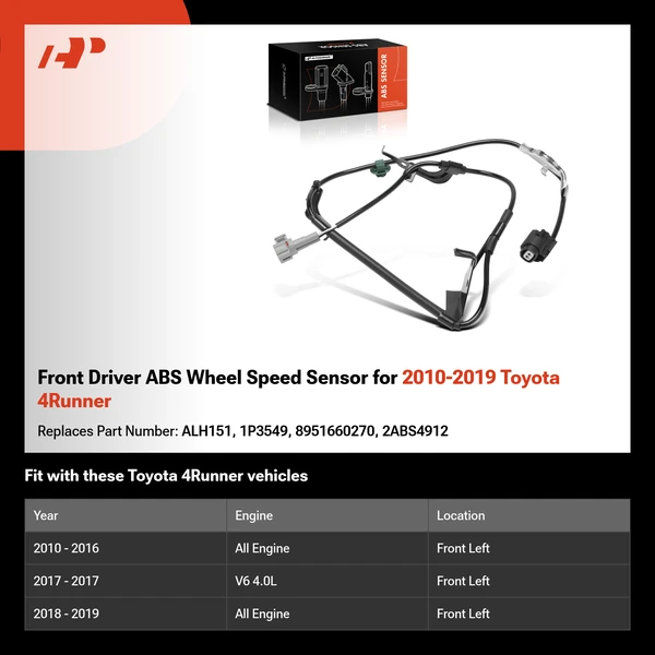 Front Driver ABS Wheel Speed Sensor for 2010-2019 Toyota 4Runner