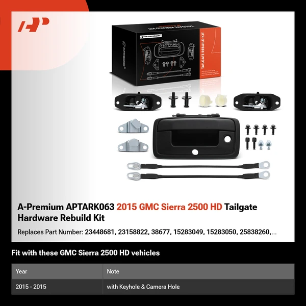 A-Premium APTARK063 2015 GMC Sierra 2500 HD Tailgate Hardware Rebuild Kit