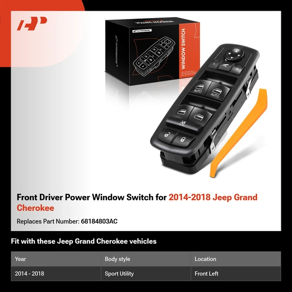 Front Driver Power Window Switch for 2014-2018 Jeep Grand Cherokee