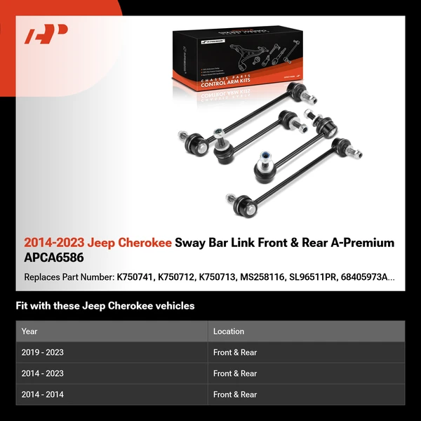 2014-2023 Jeep Cherokee Sway Bar Link Front & Rear A-Premium APCA6586